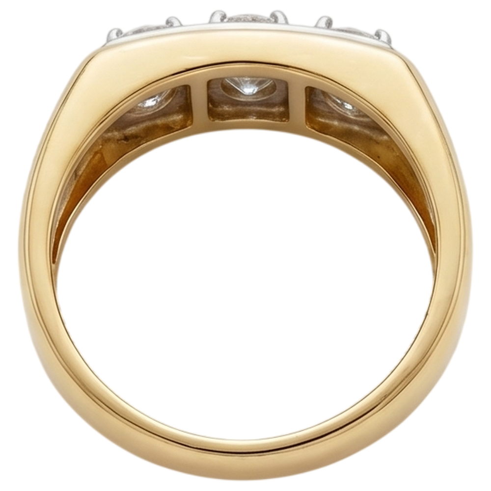 0.75 Carats Real Natural Earth Mined DIAMOND ( NOT LAB GROWN ) Men's Ring Three Stone 14K Two-Tone New