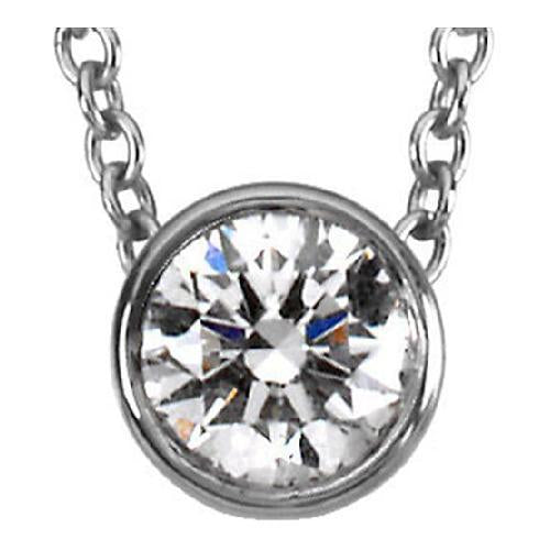 0.33 Carats Solitaire Real Diamond Pendant Bezel Set