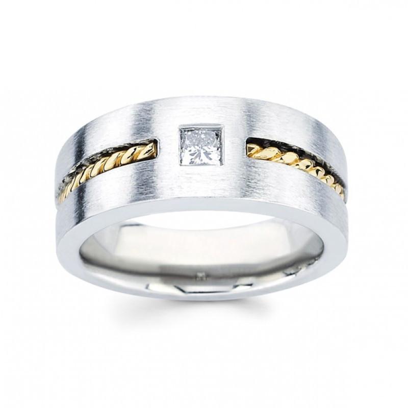0.35 Carat Princess Cut Real Diamond Men's Solitaire Ring 