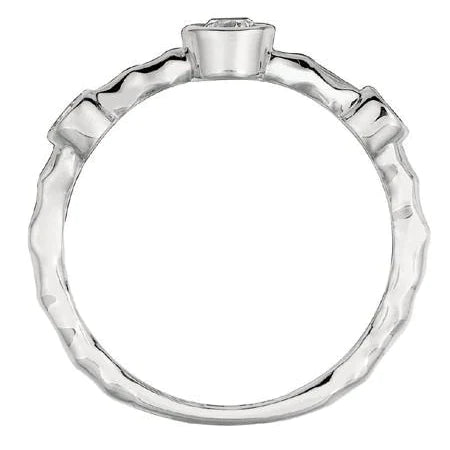 0.35 Carat Round Real Diamond Bubble Ring Band White Gold 14K Bezel Set