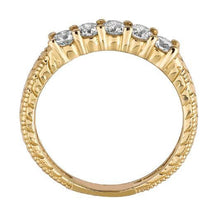 0.50 Carat Round Real Diamond Vintage Style Eternity Band Yellow Gold