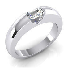 0.50 Carats Emerald Real Diamond Gold Men's Ring East West