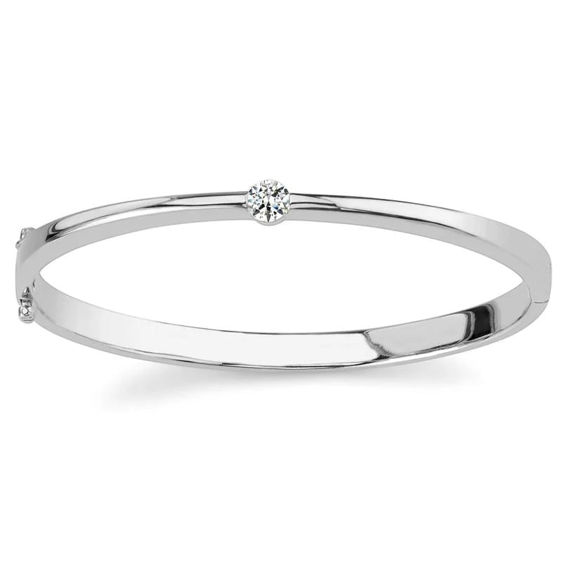 0.50 Carats Round Solitaire Genuine Diamond Bangle White Gold 14K