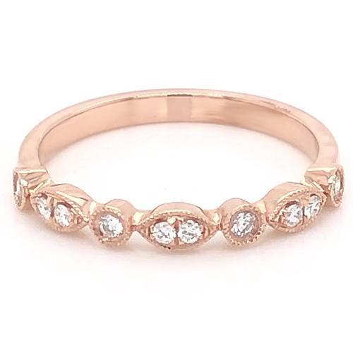 0.50 Carats Wedding Band Round Real Diamond Prong Set Women Jewelry