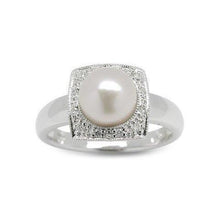 0.50 Round Cut 5 mm Pearl Real Diamond Engagement Ring White Gold 14K