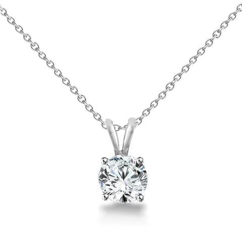 0.55 Carats Prong Set Round Natural Diamond Necklace Pendant