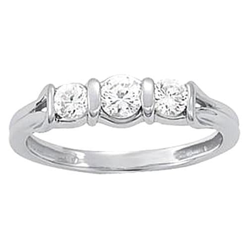 0.60 Carat Natural Diamonds Engagement Ring Three Stone White Gold 14K