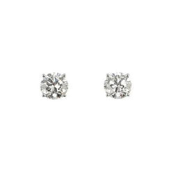0.60 Carats Round Solitaire Natural Diamond Stud Earring 14K White Gold
