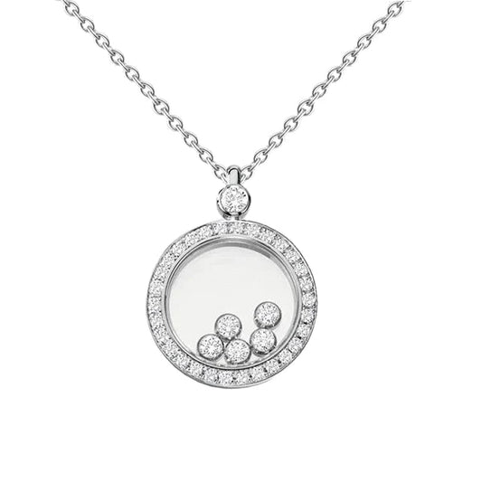 0.63 Ct Round Brilliant Cut Real Diamonds Circle Pendant Necklace White