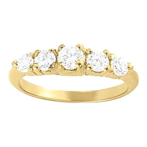 0.70 Carat Yellow Gold 14K Real Diamond Half Eternity Band Prong Ring
