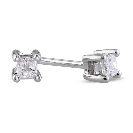 0.70 Carats 4 Prong Set Princess Cut Natural Diamond Stud Earring Gold 14K New