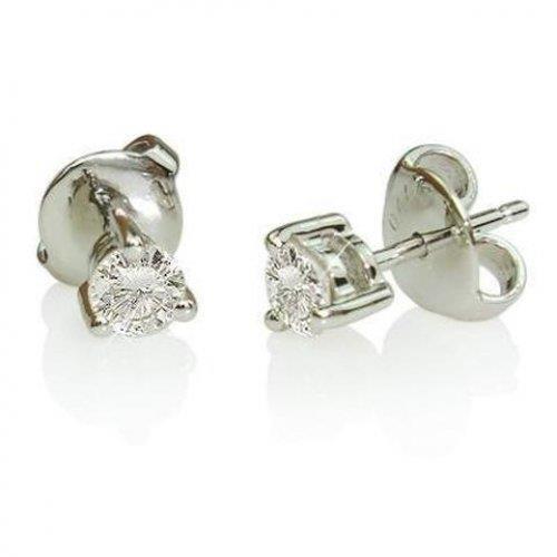 0.70 Carats Prong Set Solitaire Round Genuine Diamond Stud Earring