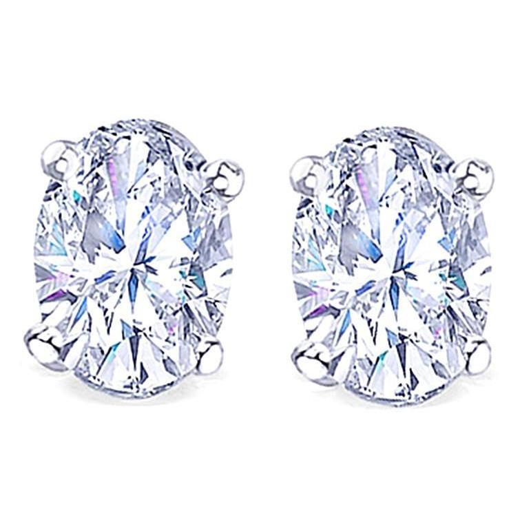 0.70 Ct. Oval Cut Natural Diamond Stud Earrings White Gold 14K