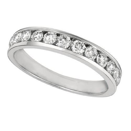 0.75 Carat Round GenuineDiamond Channel Set Half Eternity Band Gold 14K