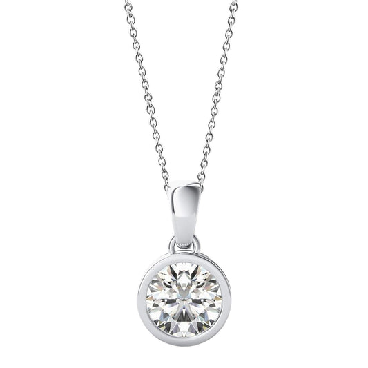 0.75 Carats Bezel Set Round Real Brilliant Diamond Pendant Women Jewelry