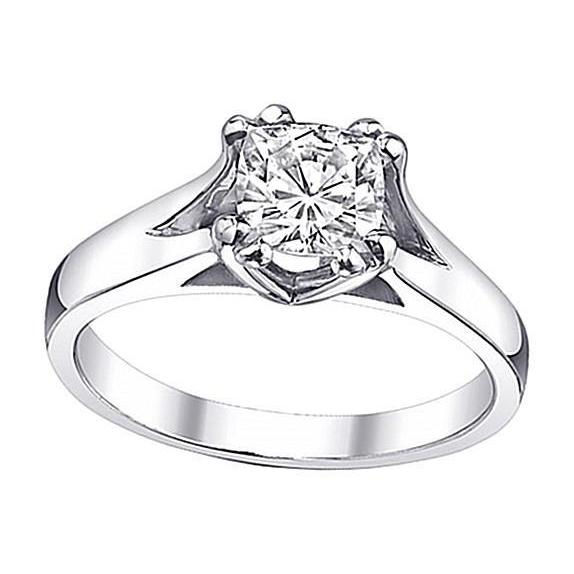 0.75 Carats Cushion Natural Diamond Women Solitaire Ring White Gold New