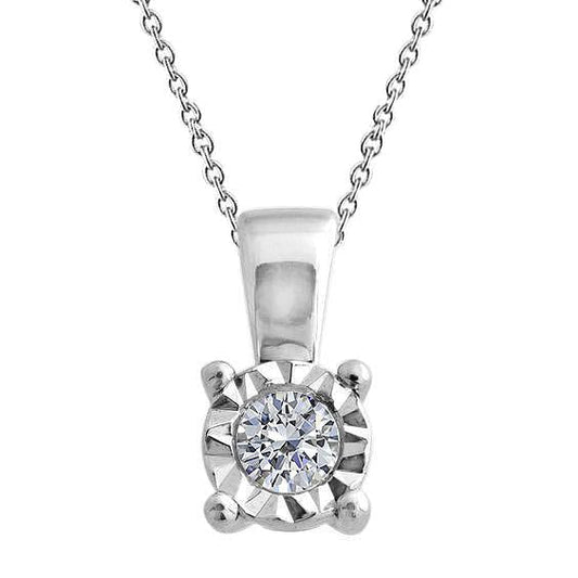 0.75 Carats Natural Diamond Necklace Pendant Bezel Set White Gold 14K New