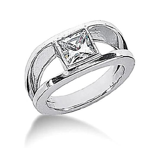 0.75 Carats Natural Diamond Solitaire Engagement Ring Princess Cut