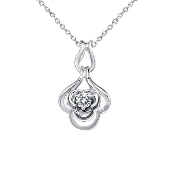 0.75 Carats Natural Solitaire Round Diamond Pendant Necklace 14K White Gold