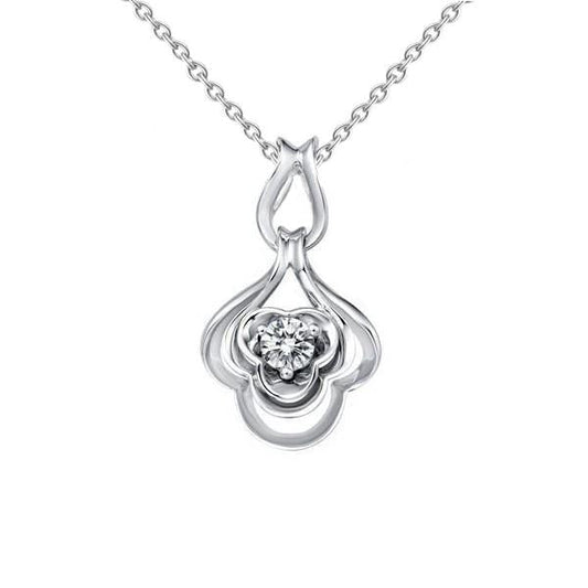0.75 Carats Natural Solitaire Round Diamond Pendant Necklace 14K White Gold
