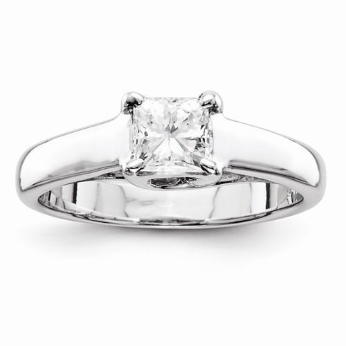 0.75 Carats Real Diamond Princess Solitaire Ring White Gold 14K
