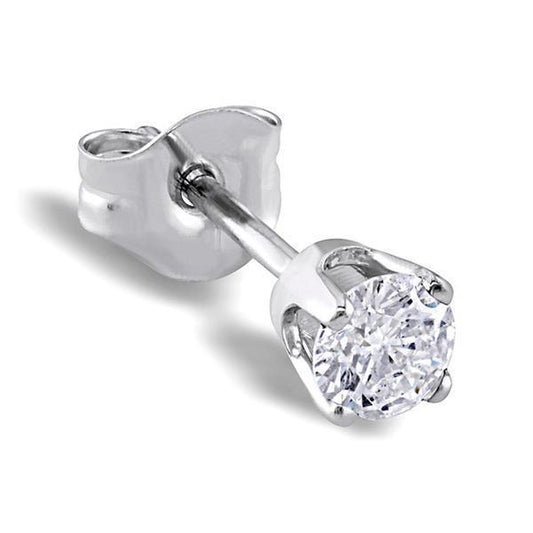 0.75 Carats Real  Round Brilliant Single Diamond Men's Earring