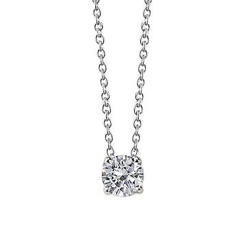 0.75 Carats Round Cut Natural Diamond Women Necklace Pendant 14K White Gold