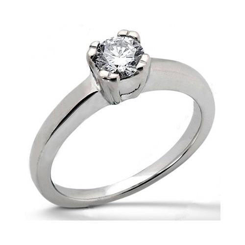 0.75 Carats Round Real Diamond White Gold Solitaire Engagement Ring