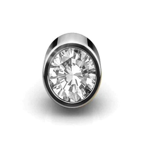 0.75 Carats Single Round Real Diamond Stud Men's Earring 14K White Gold