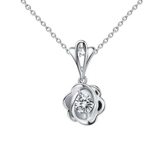0.75 Carats Solitaire Real Sparkling Diamond Pendant White Gold 14K
