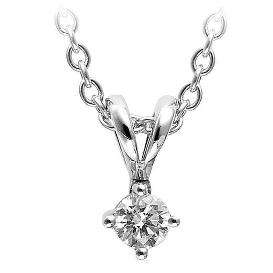 0.75 Carats Solitaire Round Genuine Diamond Pendant Necklace 14K White Gold