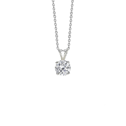 0.75 Carats Solitaire Round Real  Diamond Necklace Pendant Jewelry