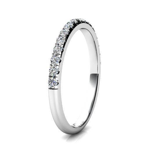 0.80 Ct Prong Set Round Real Diamond Half Eternity Band White