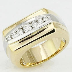 0.80 Ct Real Diamond Two-Tone 14K Men's Ring Jewelry New
