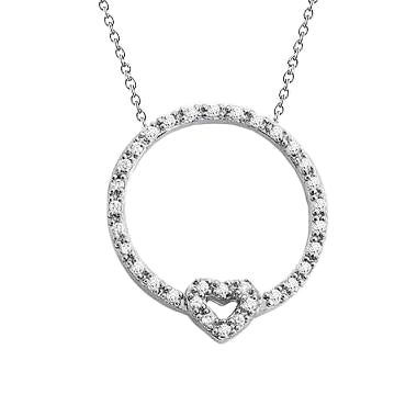 0.83 Ct Brilliant Cut Natural Diamonds Circle Pendant Necklace White Gold 14K