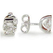 0.90 Carats Real Round Diamond Women Stud Earring 14K White Gold