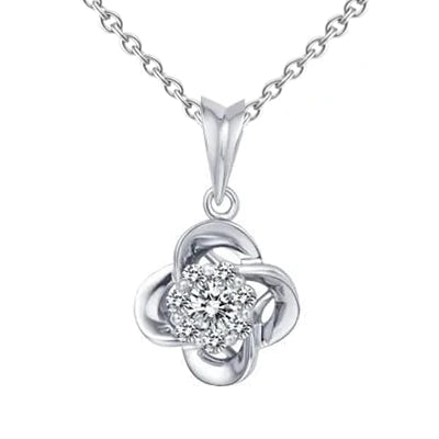 0.90 Carats Round Shape Real Diamond Ladies Necklace Pendant White Gold 14K