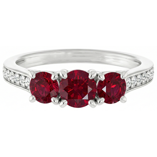 1.10 Carats Burma Ruby Natural Earth Mined Diamond Accented Ring 14K White Gold New