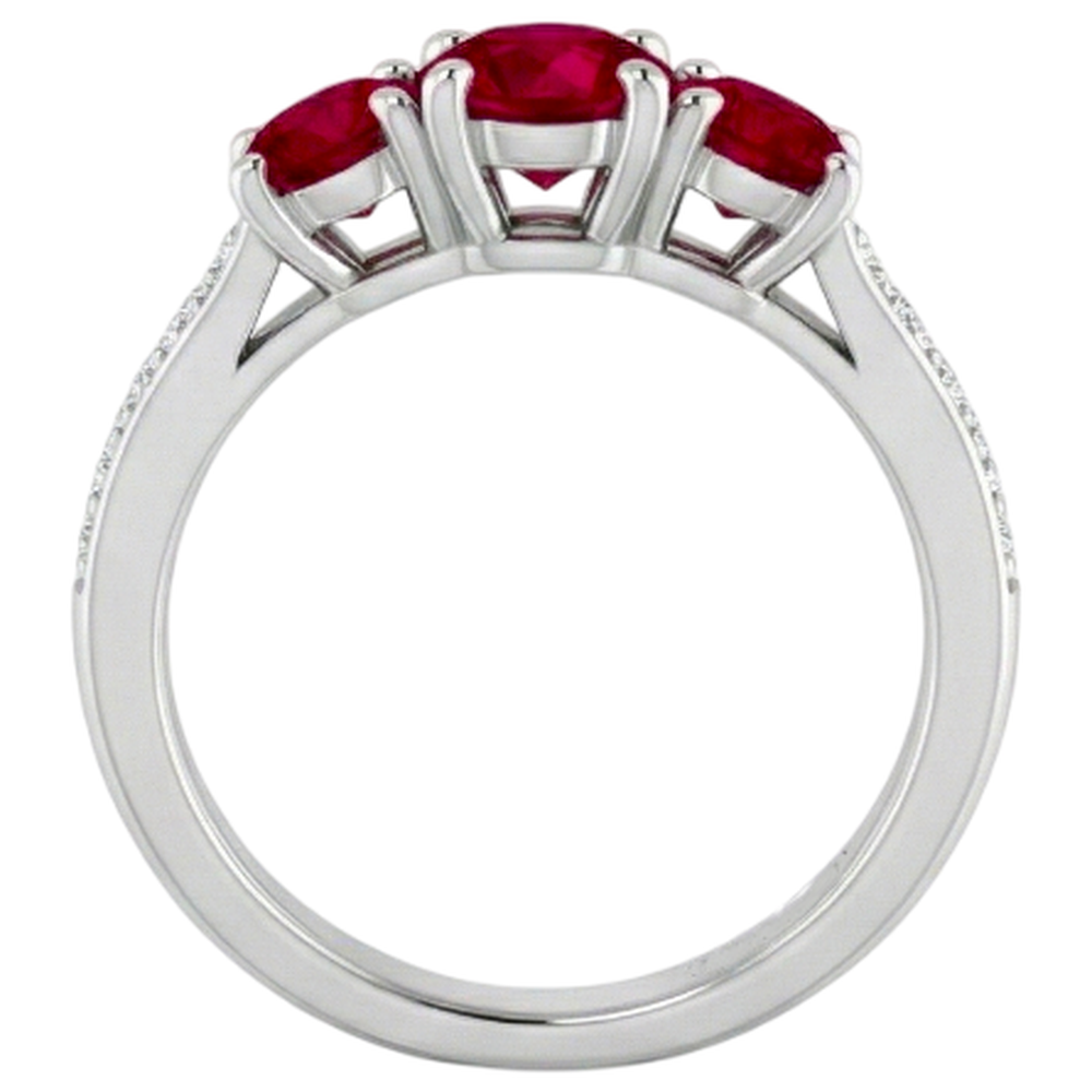 1.10 Carats Burma Ruby Natural Earth Mined Diamond Accented Ring 14K White Gold New