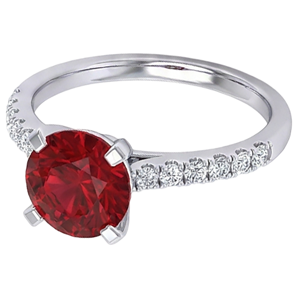 1.20 Carats Red Ruby And Natural Earth Mined DIAMOND ( NOT LAB GROWN ) Ring White Gold 14K