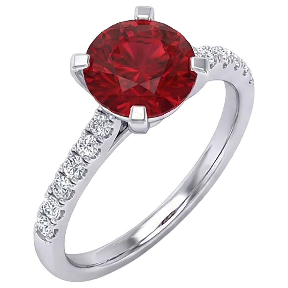 1.20 Carats Red Ruby And Natural Earth Mined DIAMOND ( NOT LAB GROWN ) Ring White Gold 14K