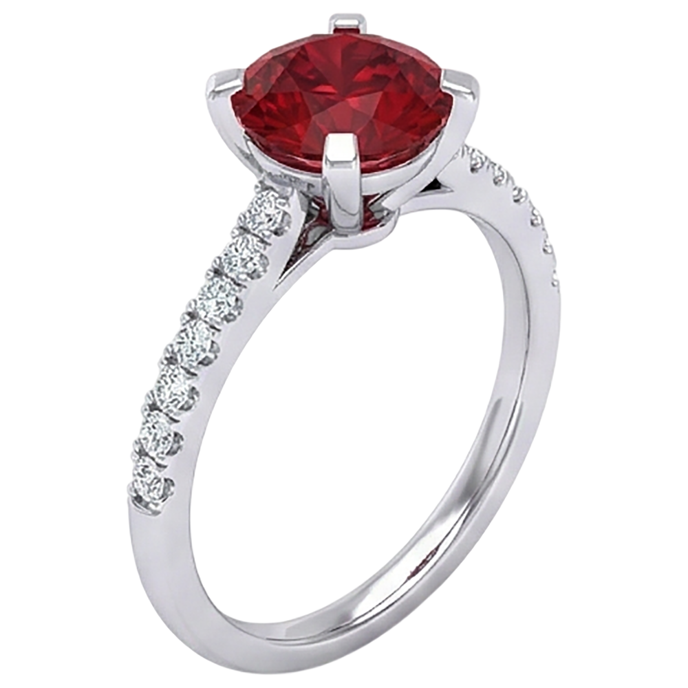 1.20 Carats Red Ruby And Natural Earth Mined DIAMOND ( NOT LAB GROWN ) Ring White Gold 14K