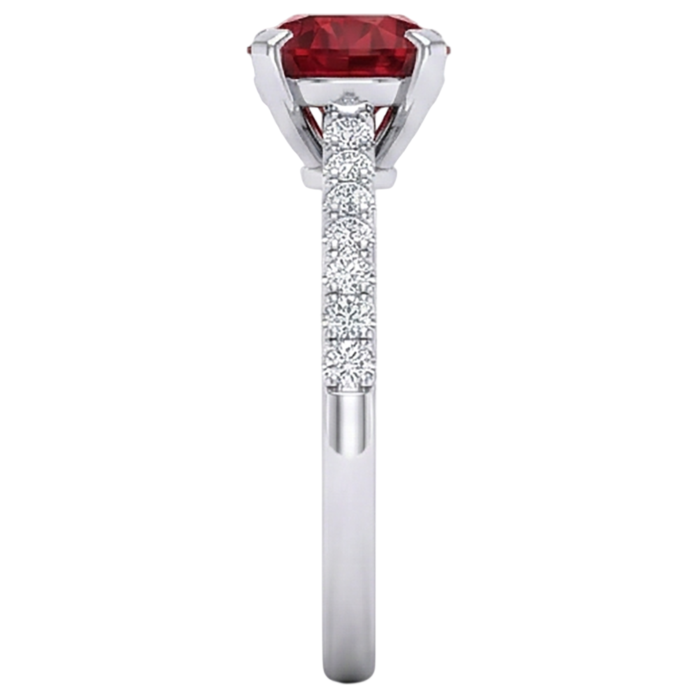 1.20 Carats Red Ruby And Natural Earth Mined DIAMOND ( NOT LAB GROWN ) Ring White Gold 14K
