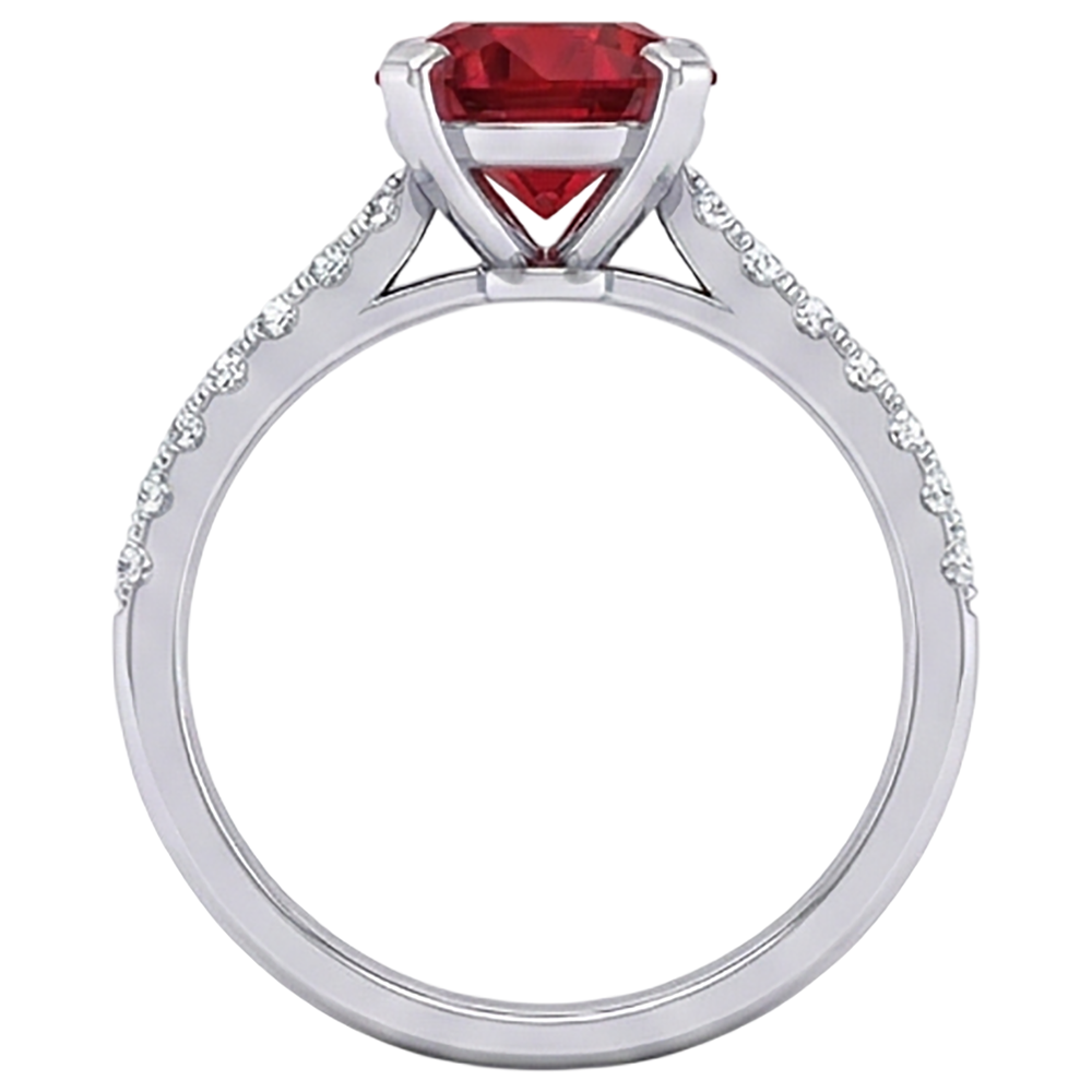 1.20 Carats Red Ruby And Natural Earth Mined DIAMOND ( NOT LAB GROWN ) Ring White Gold 14K