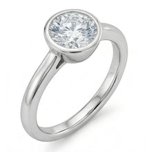 1.20 Ct Round Bezel Set Natural Earth Mined Diamond Wedding Solitaire Ring White Gold 14K