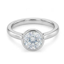1.20 Ct Round Bezel Set Natural Earth Mined Diamond Wedding Solitaire Ring White Gold 14K