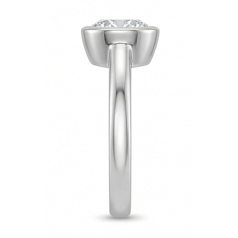 1.20 Ct Round Bezel Set Real Natural Earth Mined Diamond Wedding Solitaire Ring White Gold 14K