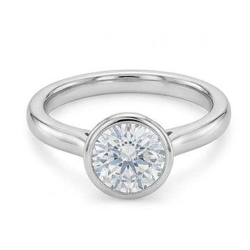 1.20 Ct Round Bezel Set Real Natural Earth Mined Diamond Wedding Solitaire Ring White Gold 14K
