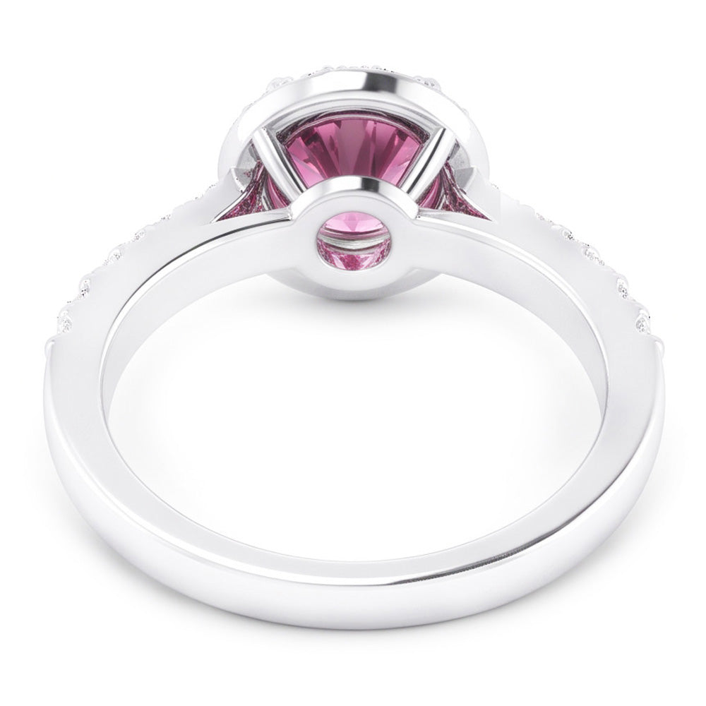 1.25 Carats Round Pink Sapphire Solitaire With Accent Engagement Ring