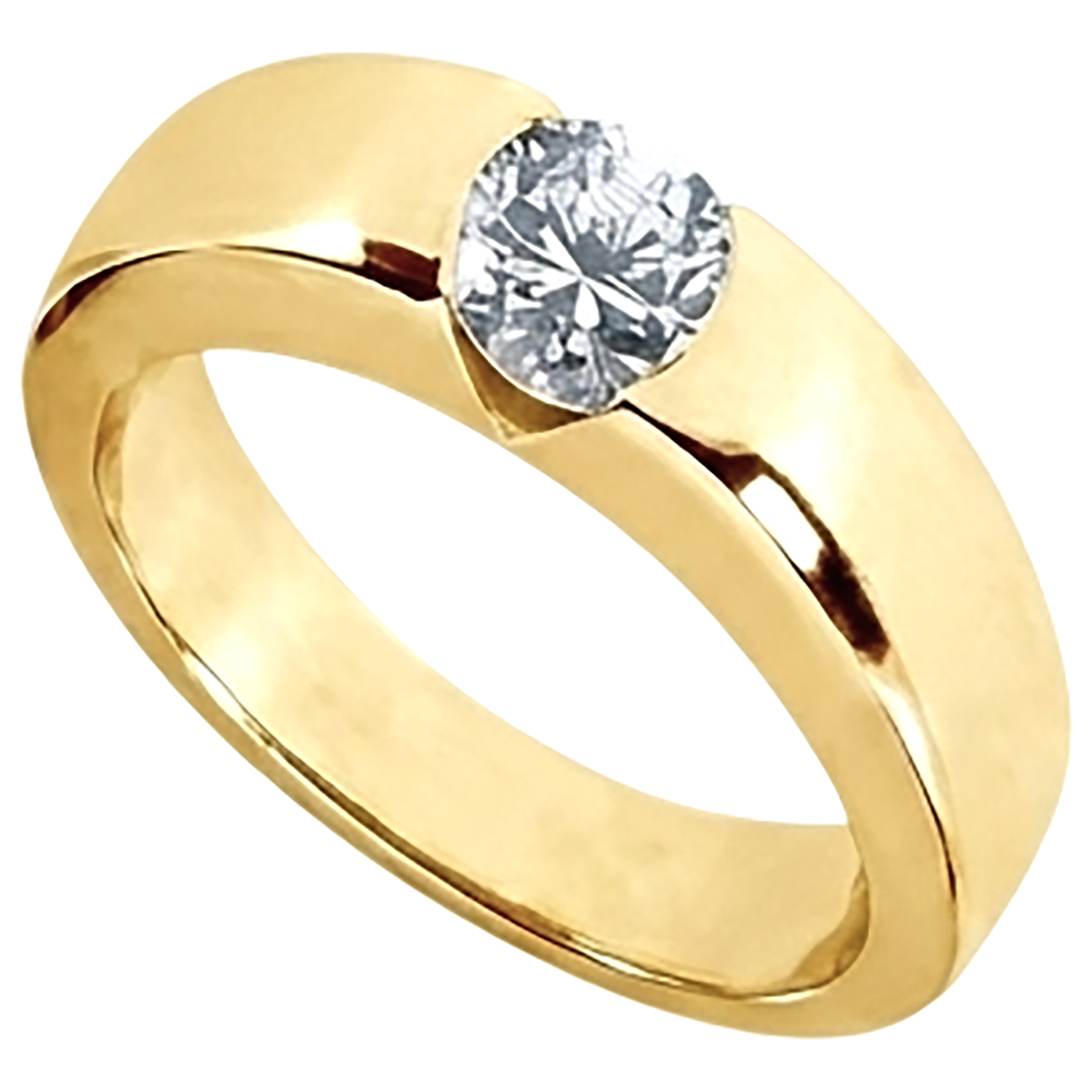 1.25 Ct. Round Brilliant Natural Earth Mined DIAMOND ( NOT LAB GROWN ) Solitaire Engagement Ring Gold Gents